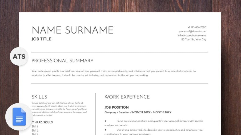 Acting Resume Template Google Docs