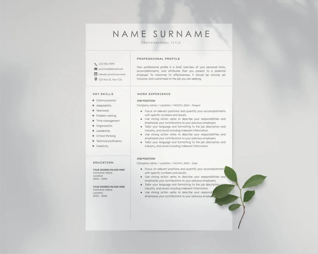 Simple resume template